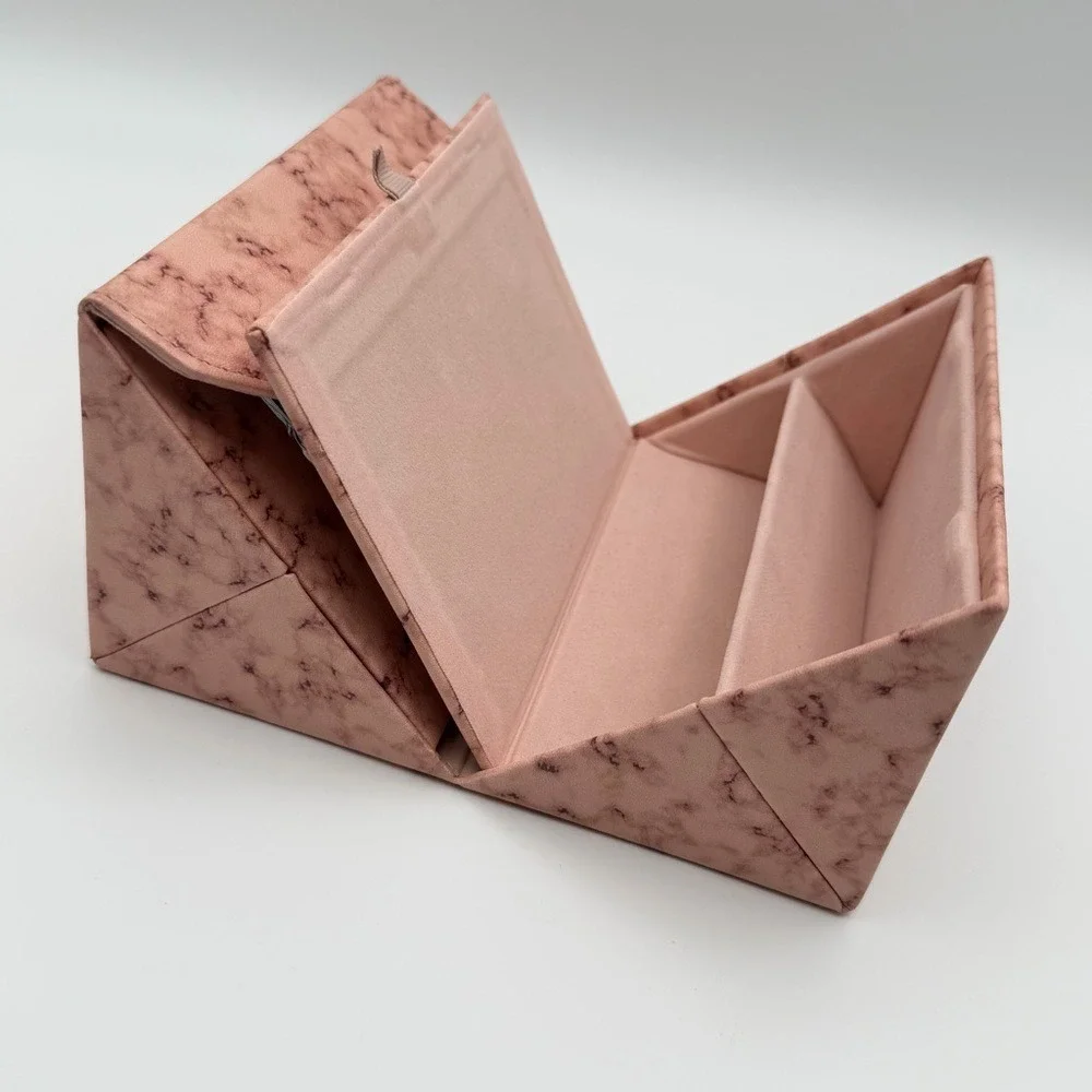 ZiGi & MARAiS Marble Pink‎ Foldable Travel Jewelry Case with Mirror Organizer